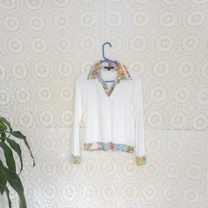 Fashionista Satin collared stretch knit top